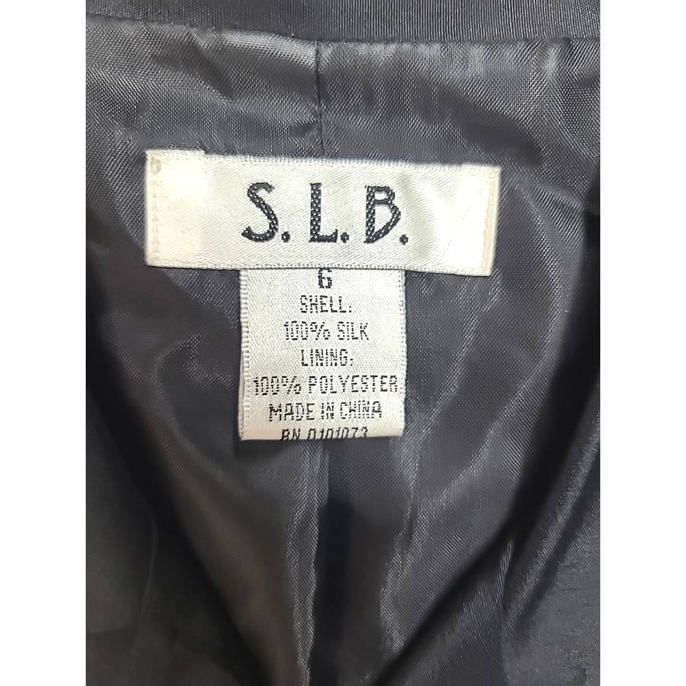 S.L.B.‎ 100% Silk Vintage Blazer Size 6 Floral Embroidered Sequins Y2K Shimmer - Picture 3 of 9